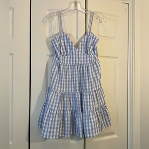 Blue gingham tiered sundress by Pink Lily